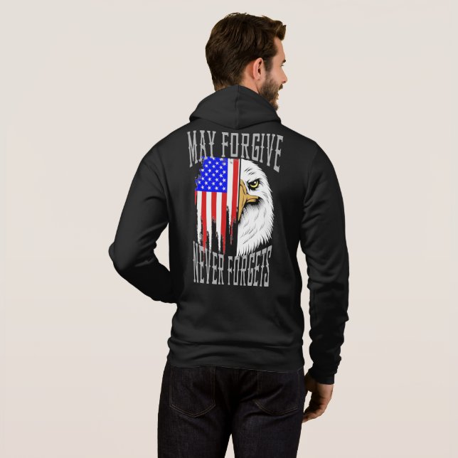 May Forgive, Never Forgets Eagle Zipper Hoodie (Back Full)