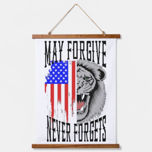 May Forgive Never Forgets Lion Hanging Tapestry