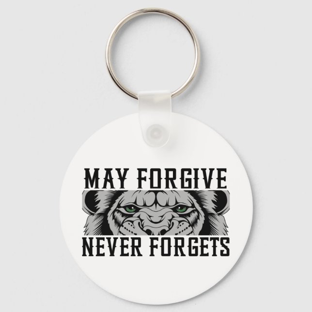 May Forgive, Never Forgets Lion Keychain (Front)