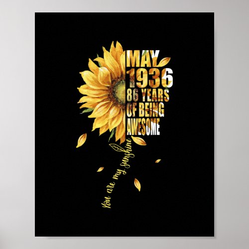 May Girl 1936 Sunflower 86th Birthday 86 Years Poster
