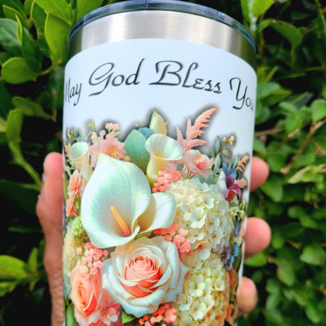 May God Bless You Flower Bouquet  Insulated Tumbler (Creator Uploaded)