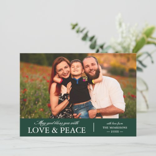 May God Bless you with Love and Peace Photo Holiday Card