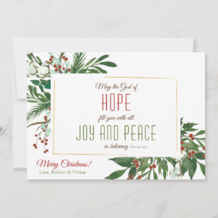 May God Fill you with Joy & Peace Cotton Greenery Holiday Card