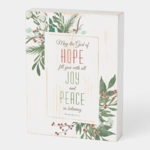 May God Fill you with Joy & Peace Cotton Greenery Wooden Box Sign