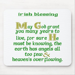 May God Grant You Many Years Irish Blessing Mouse Pad
