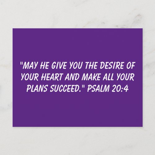 May He give you the desire of your heart Psalm Postcard