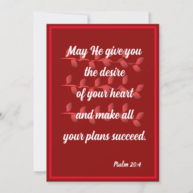 May He give you the desire of your Psalm 20:4 Card (Front)