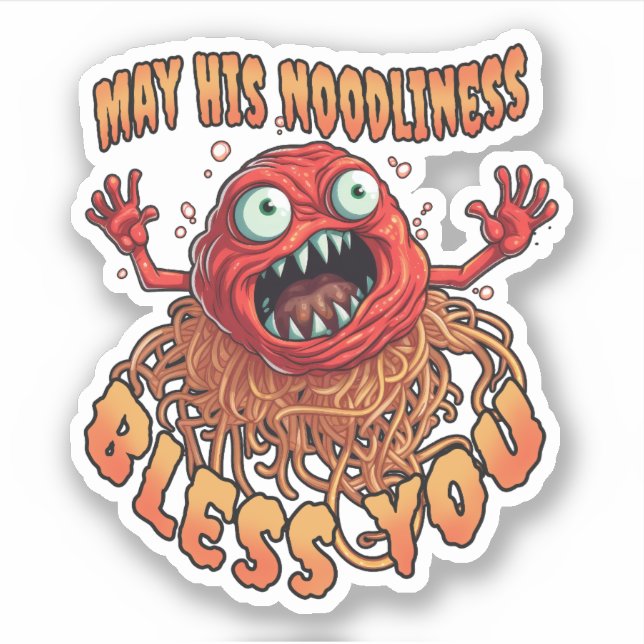 MAY HIS NOODLINESS BLESS YOU SPAGHETTI & MEATBALL STICKER (Front)