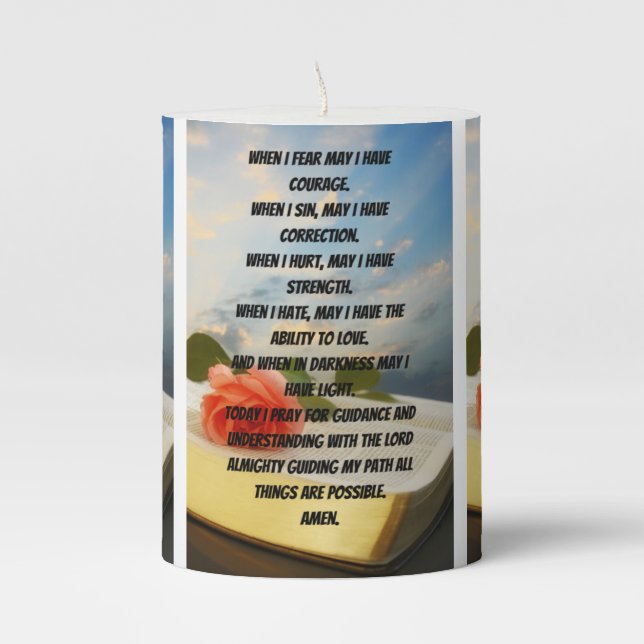 May I Lord Prayer Pillar Candle (Front)