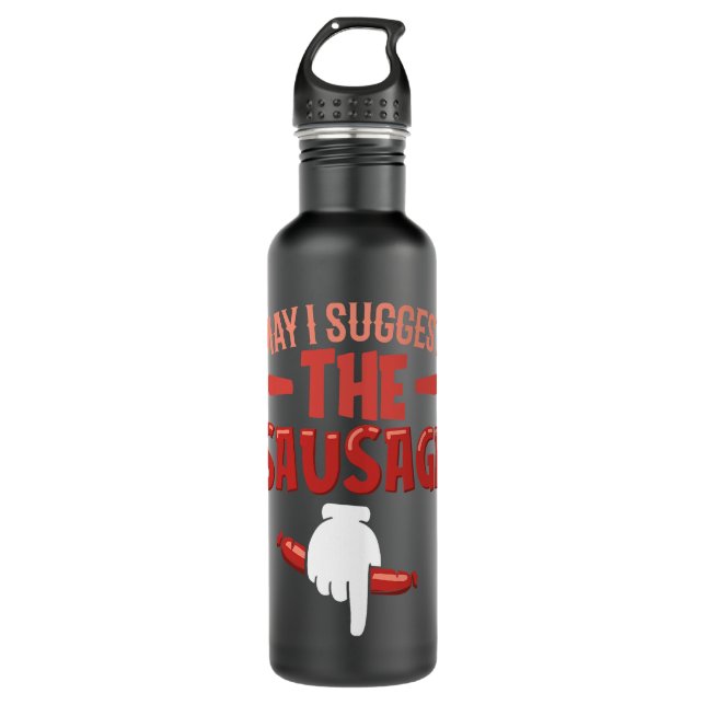 May I Suggest The Sausage Humor Grilling Master BB Stainless Steel Water Bottle (Front)