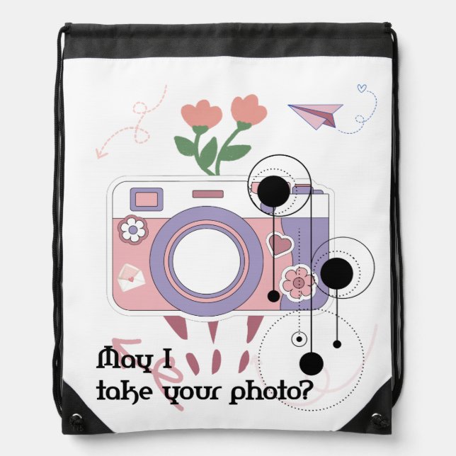 May I take your photo?  Drawstring Bag (Front)