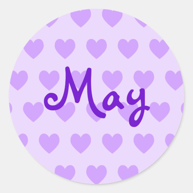 May in Purple Classic Round Sticker (Front)