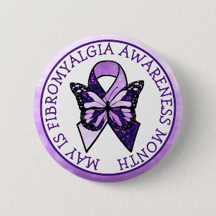 May is Fibromyalgia Butterfly Awareness Month Button