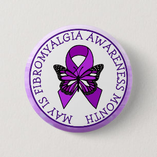 May is Fibromyalgia Butterfly Awareness Month Button
