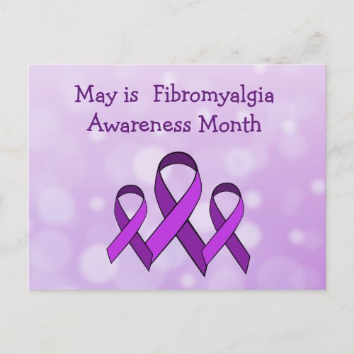 May is Fibromyalgia Month Purple Ribbon Postcard