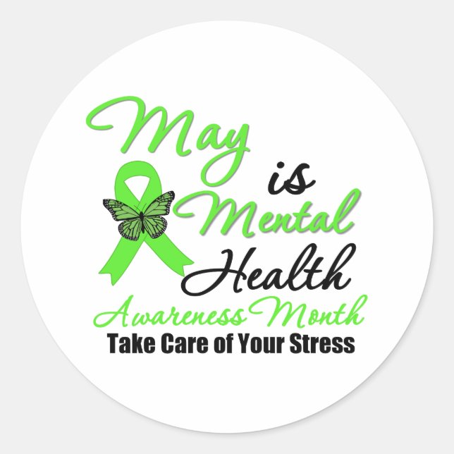May is Mental Health Awareness Month Classic Round Sticker (Front)