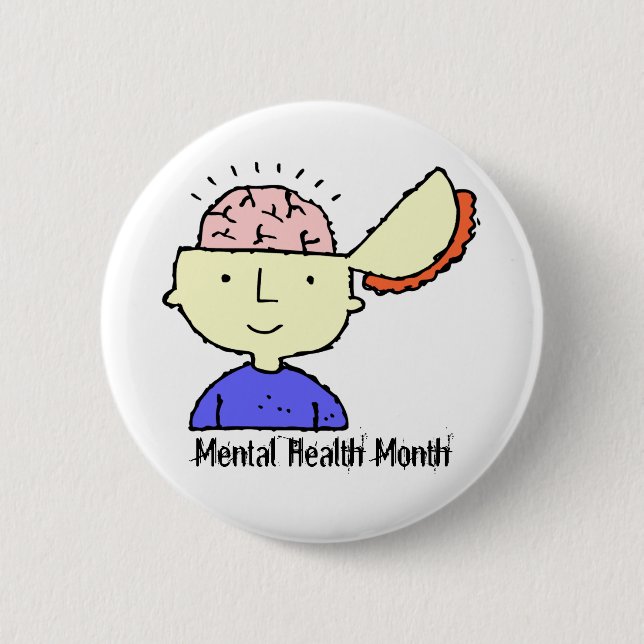 May is Mental Health Month Exposed Brain Button (Front)
