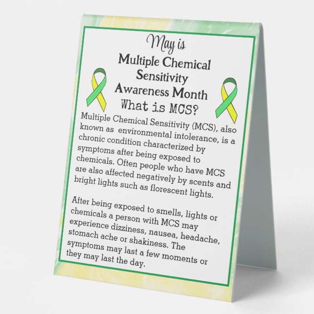 May is Multiple Chemical Sensitivity Awareness Table Tent (Front)