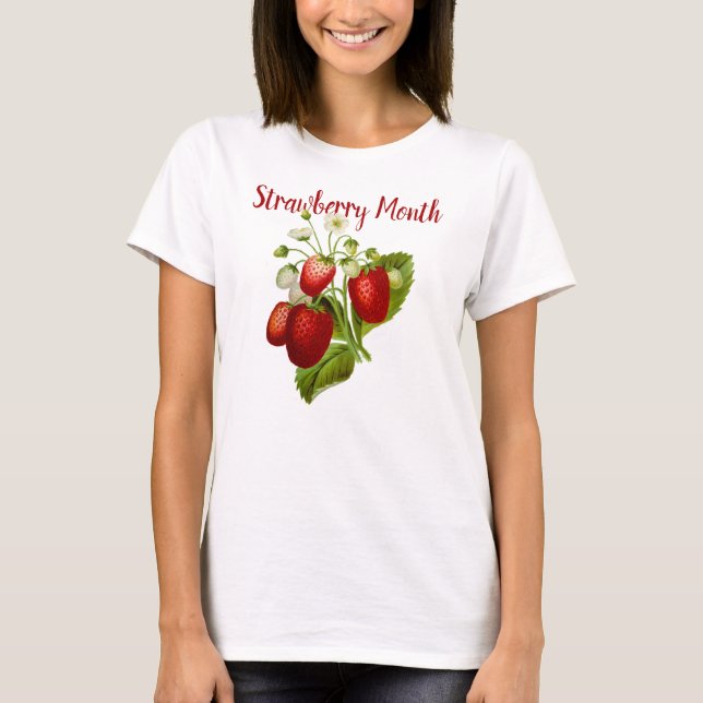 May is Strawberry Month, Vintage Strawberries T-Shirt (Front)