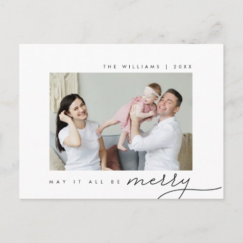 May It All Be Merry Christmas Family Photo Postcard