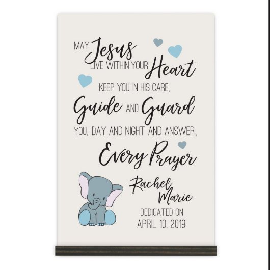 May Jesus Live Adorable Elephant Wooden Plaque (Front)