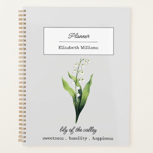 MAY LILY OF THE VALLEY BIRTH FLOWER PERSONALIZED PLANNER