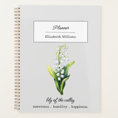 MAY LILY OF THE VALLEY BIRTH FLOWER PERSONALIZED PLANNER