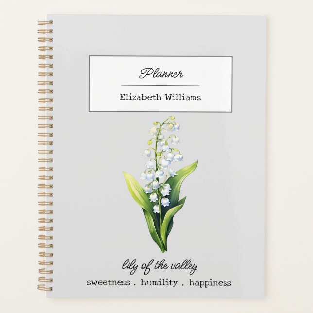 MAY LILY OF THE VALLEY BIRTH FLOWER PERSONALIZED PLANNER (Front)