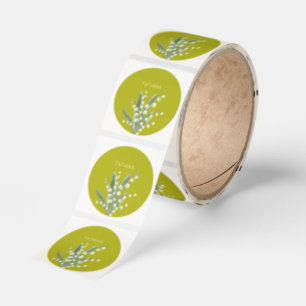 May Lily of the Valley Floral Bouquet Custom Name Classic Round Sticker