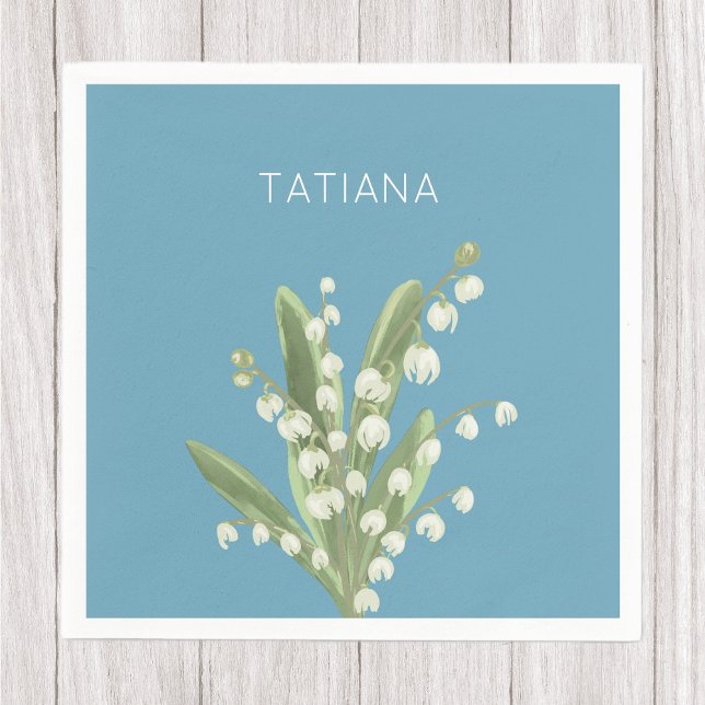 May Lily of the Valley Floral Bouquet Custom Name  Napkins (Creator Uploaded)