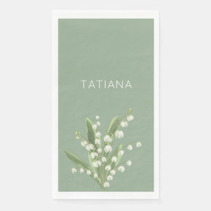 May Lily of the Valley Floral Bouquet Custom Name Paper Guest Towels