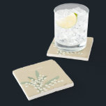 May Lily of the Valley Floral Bouquet Custom Name Stone Coaster<br><div class="desc">Lily of the Valley - Graphic art with customizable name and background colors</div>