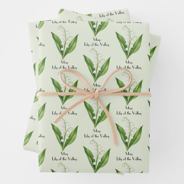 May Lily of the Valley Flowers Wrapping Paper Sheets (In situ)