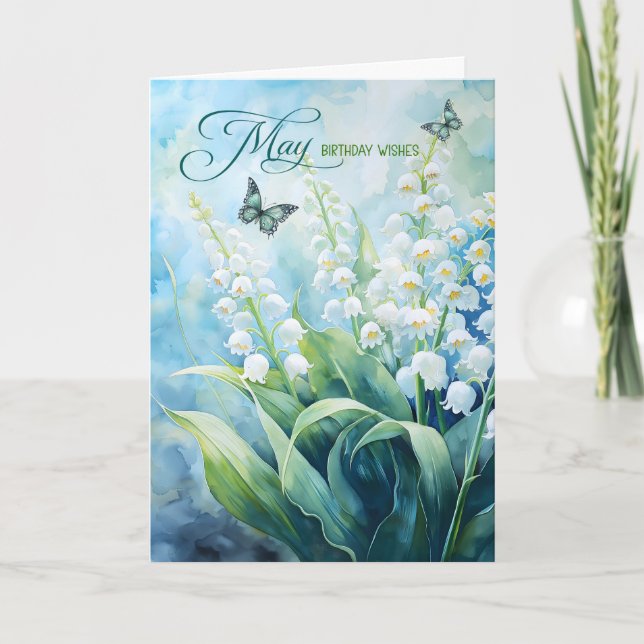 May Lily of the Valley Garden Birthday Card (Front)