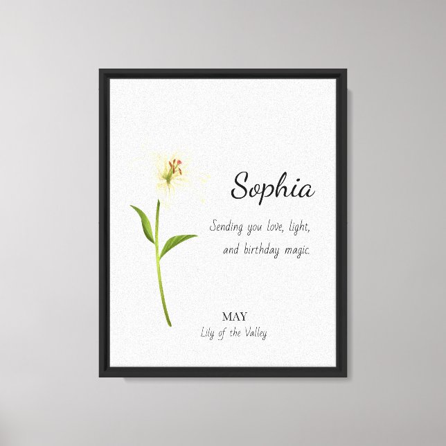May Lily of the Valley Personalized Birthday Canvas Print (Front)