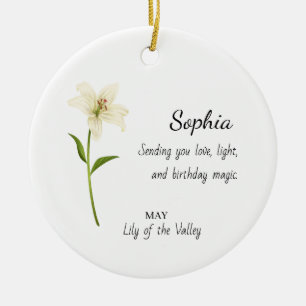 May Lily of the Valley Personalized Birthday Ceramic Ornament