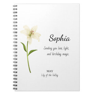May Lily of the Valley Personalized Birthday Notebook