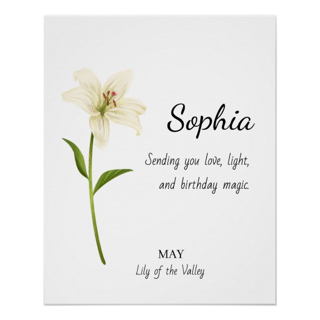 May Lily of the Valley Personalized Birthday Poster (Front)