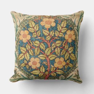 May Morris Rose Wreath Throw Pillow