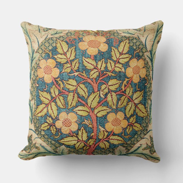 May Morris Rose Wreath  Throw Pillow (Front)