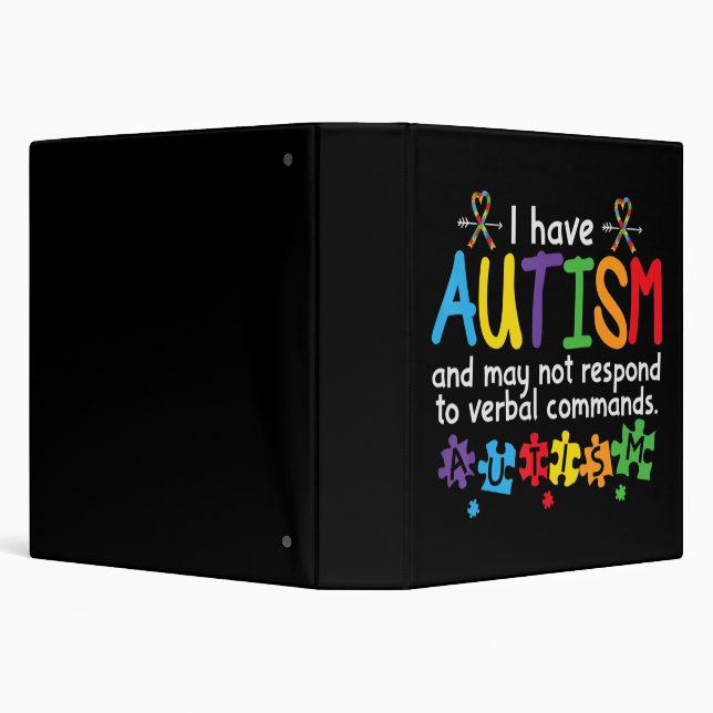 May Not Respond to Verbal Commands Kids Autism Awa 3 Ring Binder (Background)