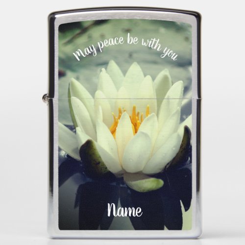 May Peace Be With You Lotus Inspirational Zippo Lighter