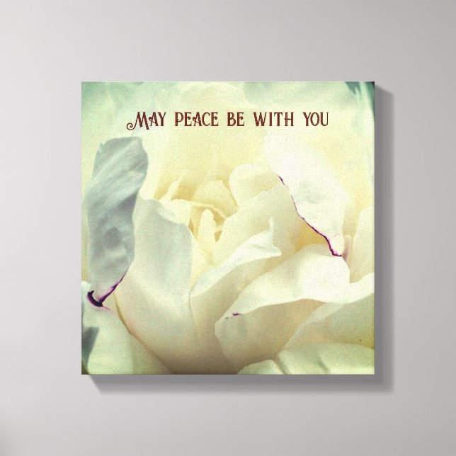 May Peace Be With You Peony Inspirational  Canvas Print (Front)