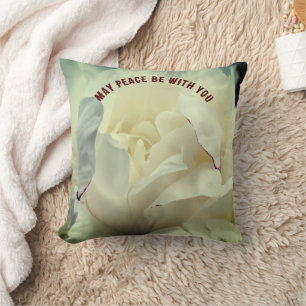 May Peace Be With You Peony Inspirational   Throw Pillow