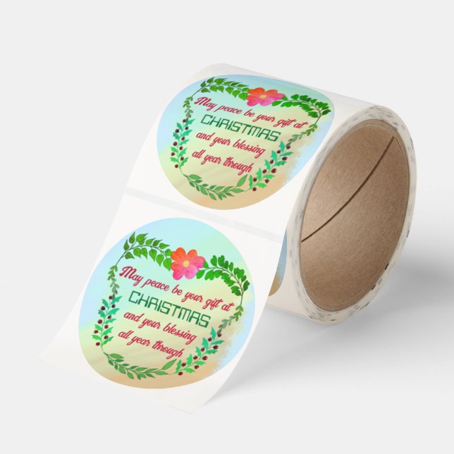 MAY PEACE BE YOUR GIFT AT CHRISTMAS  CLASSIC ROUND STICKER (Roll)