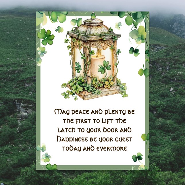 May Peace n Plenty Irish Blessing Shamrock Lantern Card (Creator Uploaded)