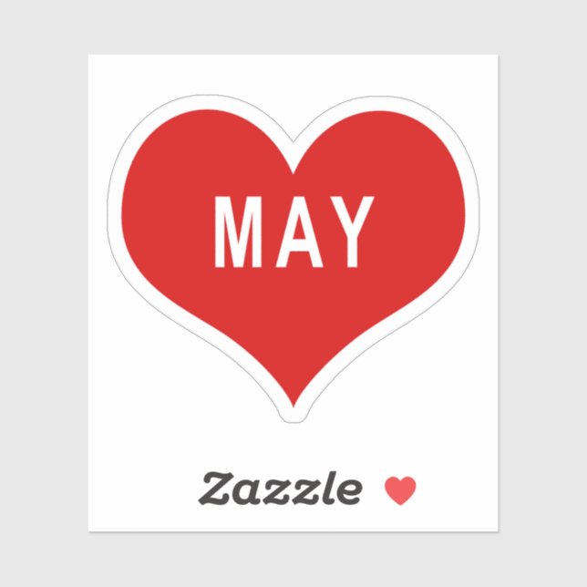 MAY Red Love Heart Vinyl Sticker (Sheet)