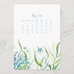May Stand Alone Calendar Under the Sea<br><div class="desc">Decorate your home office desk with my coastal stand alone calendar cards. These May 2024 cards were designed using my original watercolor seaweed, sea coral and starfish. Order refills for each month and display them in a photo frame or using a small easel stand. They also make great April wedding...</div>