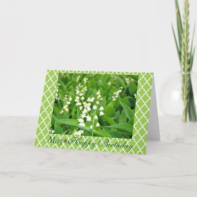 May Stunning White Lily of the Valley Birthday Card (Front)