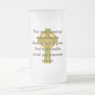 May The Blessings Outnumber - Irish Quote  Frosted Glass Beer Mug